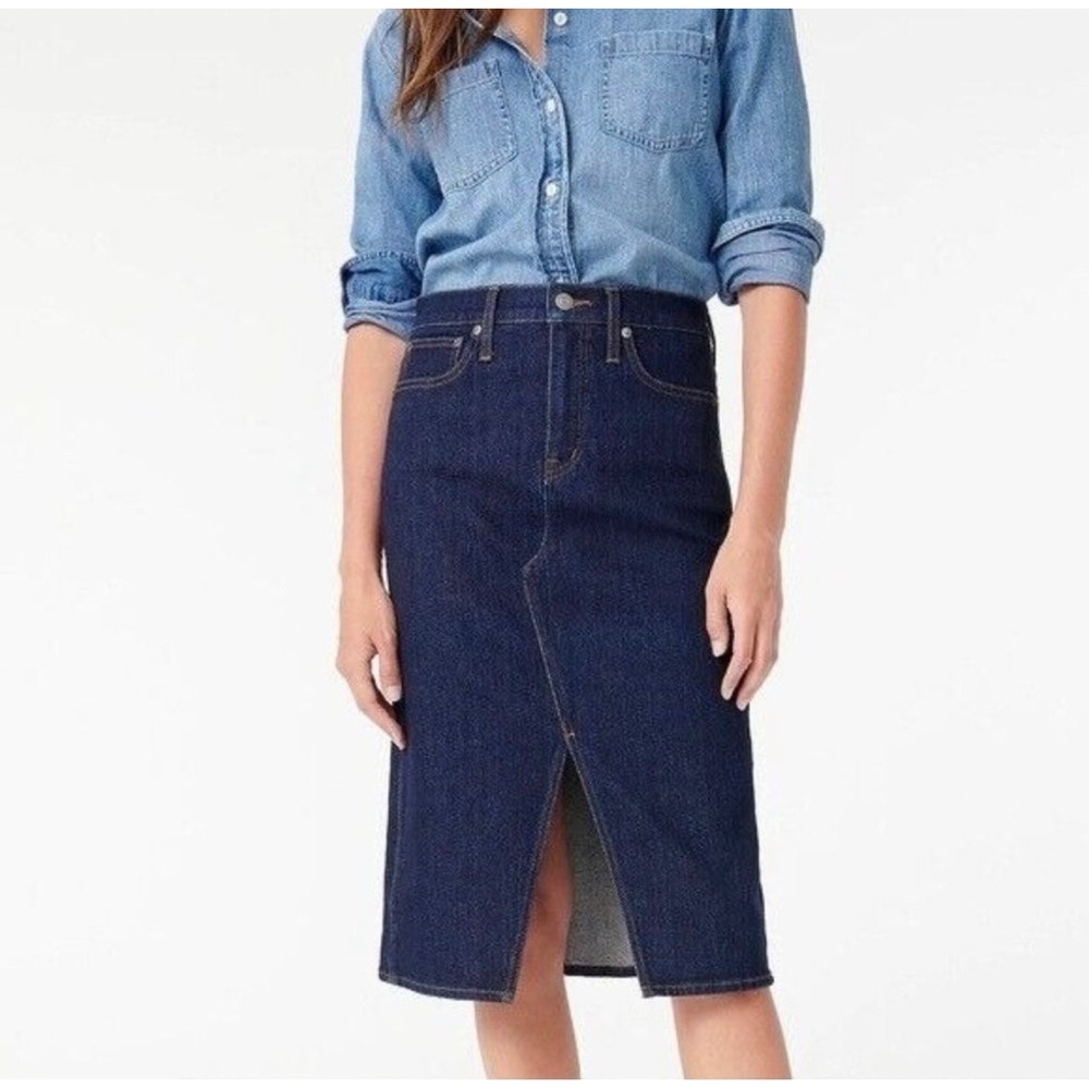 J Crew‎ Dark Wash Women's Denim Pencil Skirt Jean #AJ982 Size 29 Classic Slit